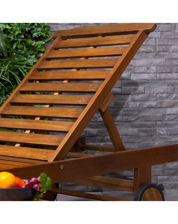 Charles Bentley FSC Certified Wooden Reclining Sun Lounger