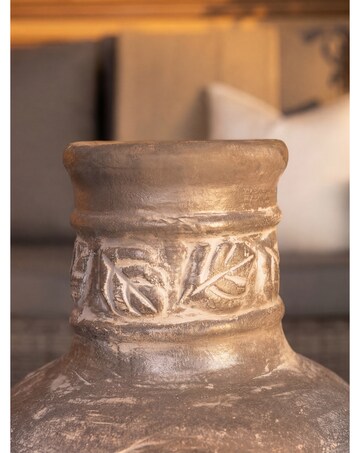 Charles Bentley Snug Granda Leaf Motif Clay Chimenea With Grill