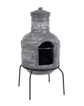 Charles Bentley Snug Granda Leaf Motif Clay Chimenea With Grill