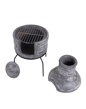 Charles Bentley Snug Granda Leaf Motif Clay Chimenea With Grill
