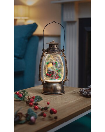 SnowSwirl Festive Robin Lantern