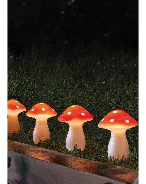 New In - Fairy Mushroom Stake Lights - Set of 4