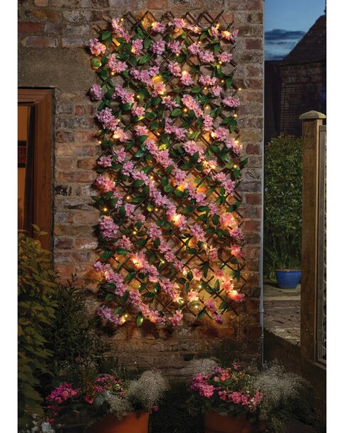 New In - Solar Inlit Pink Blossom Trellis