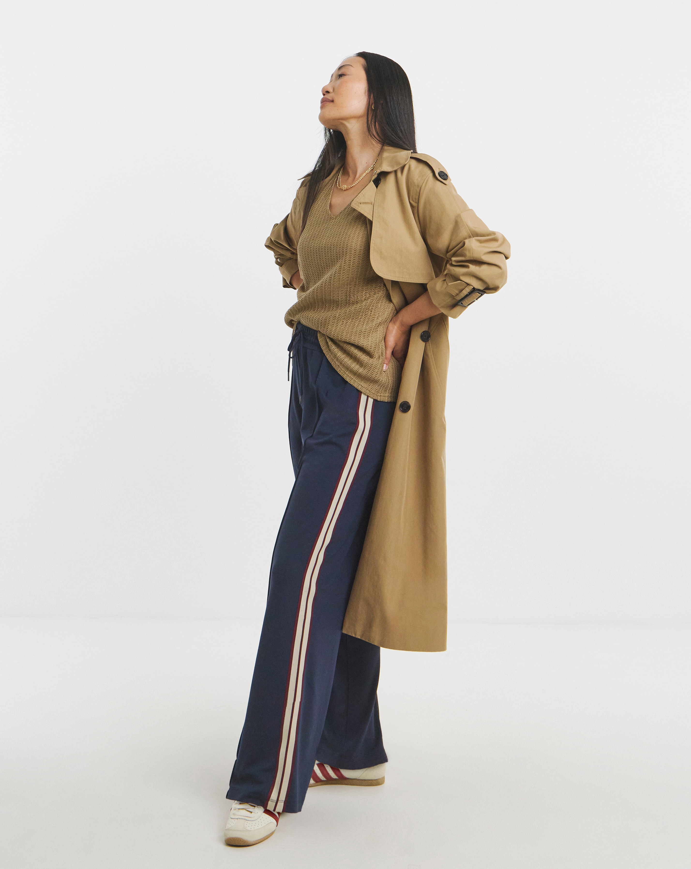 Ponte Side Stripe Wide Leg Trouser