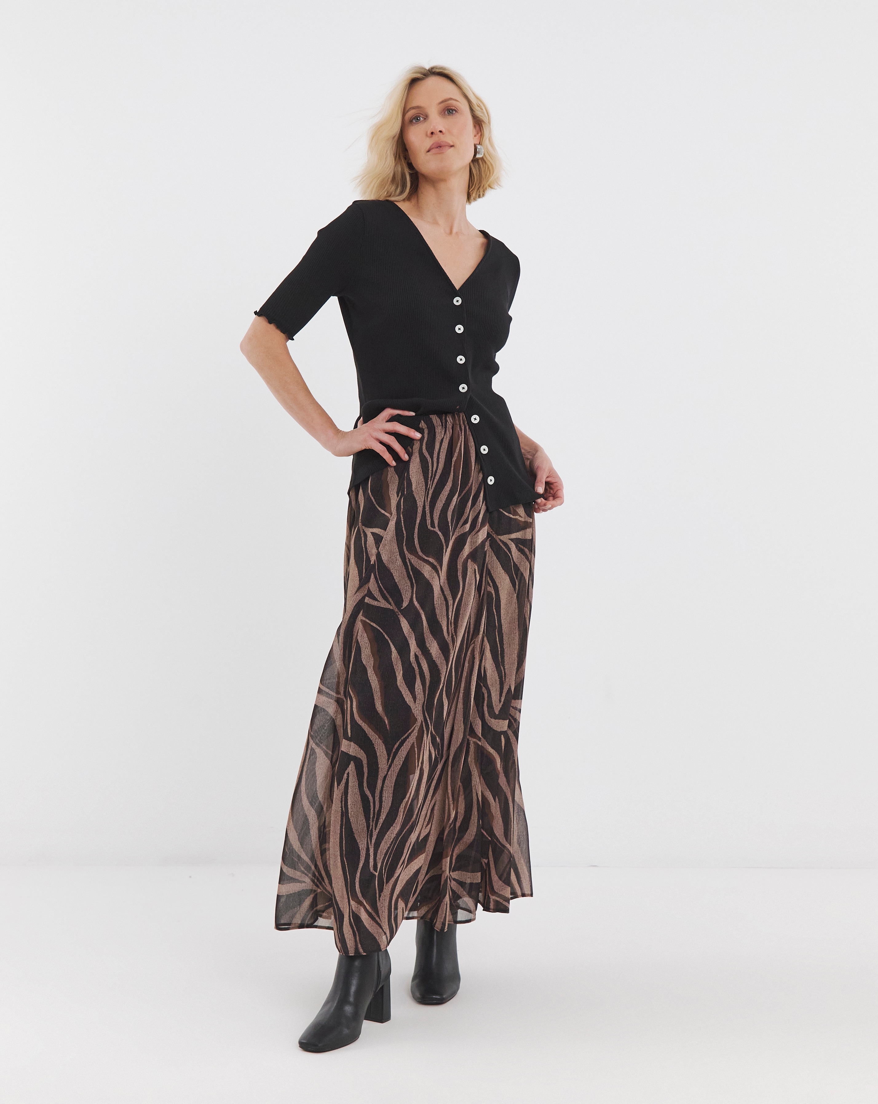 Chiffon Godet Maxi Skirt
