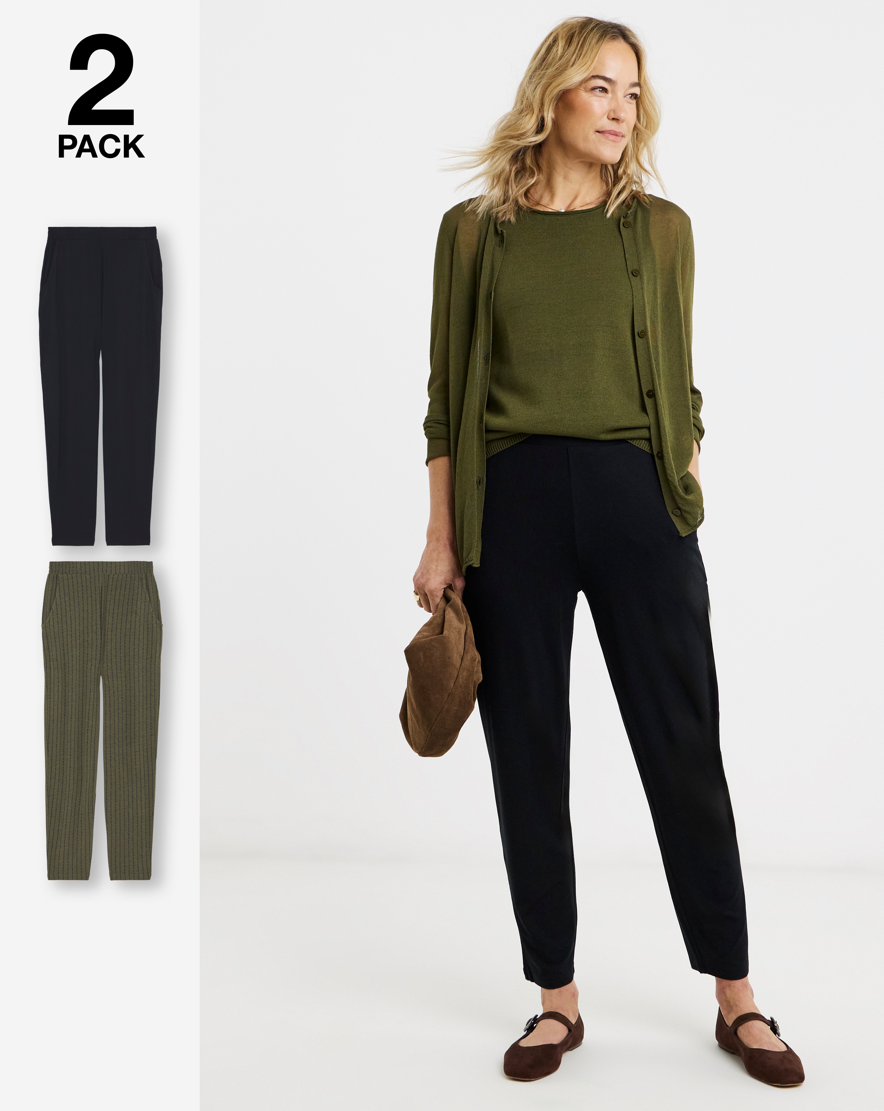 New In - 2 Pack Jersey Tapered Leg Trousers