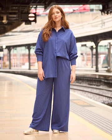 Stripe Drawstring Wide Leg Trouser