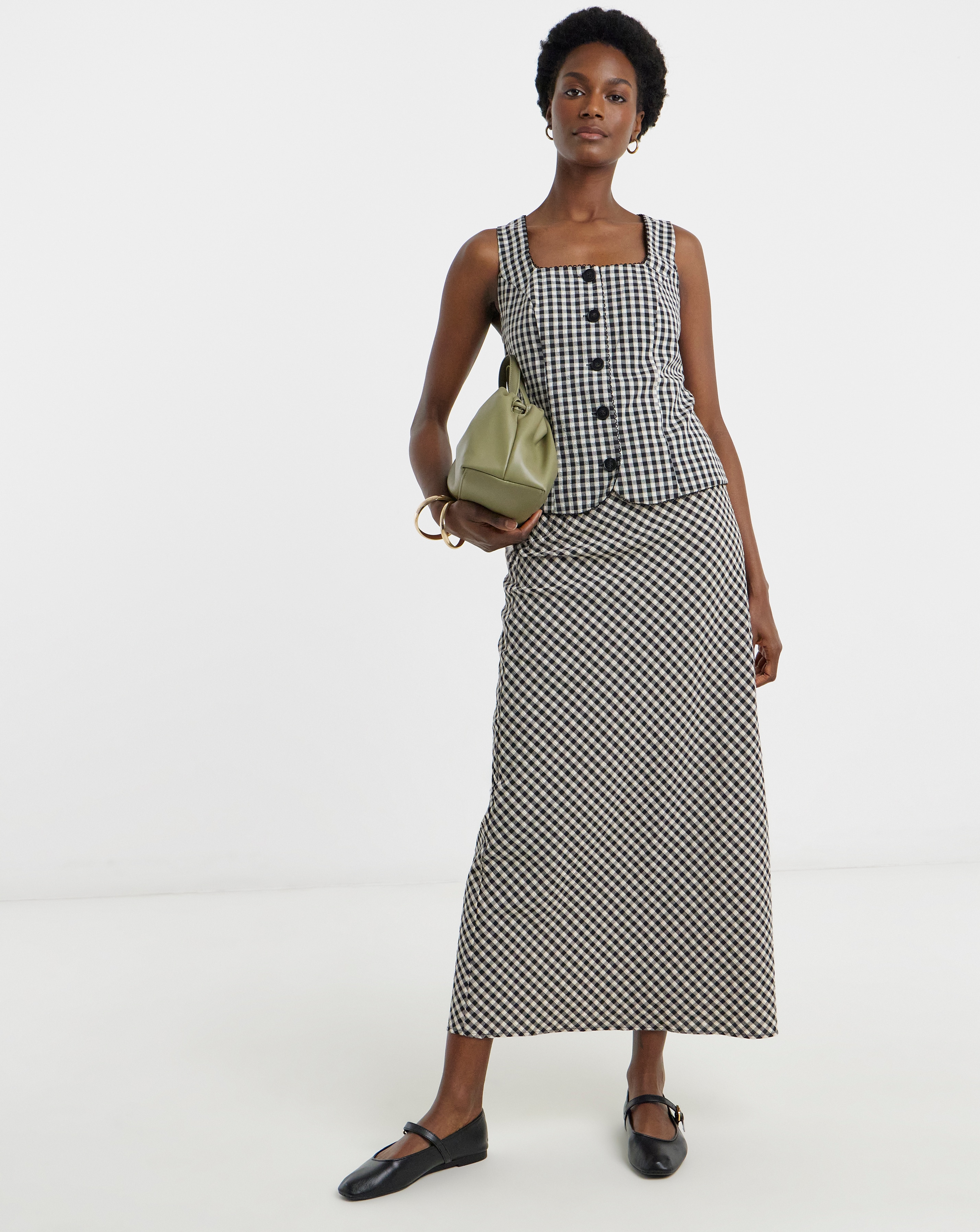 New In - Gingham Midi Skirt