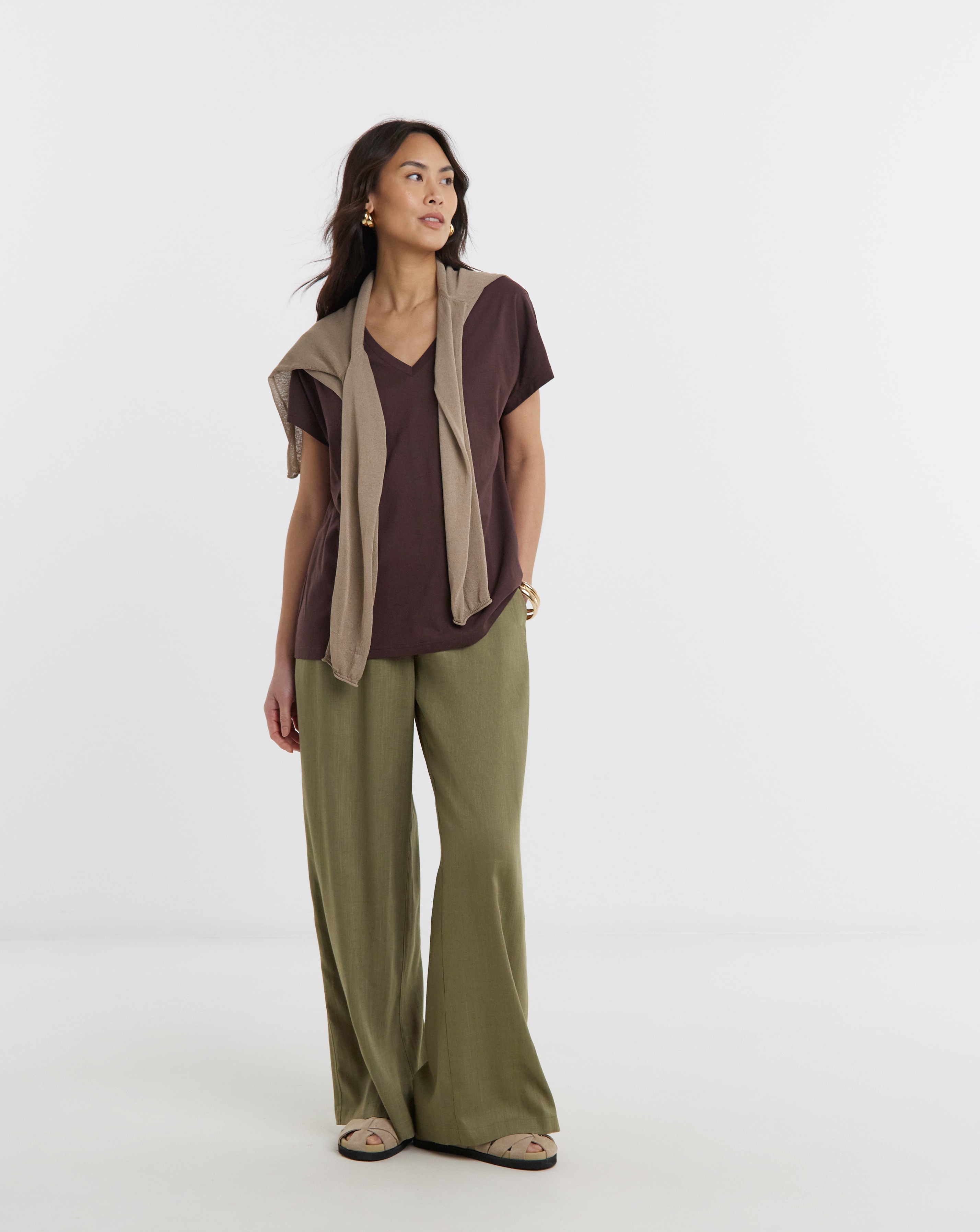 New In - Linen Mix Wide Leg Trousers