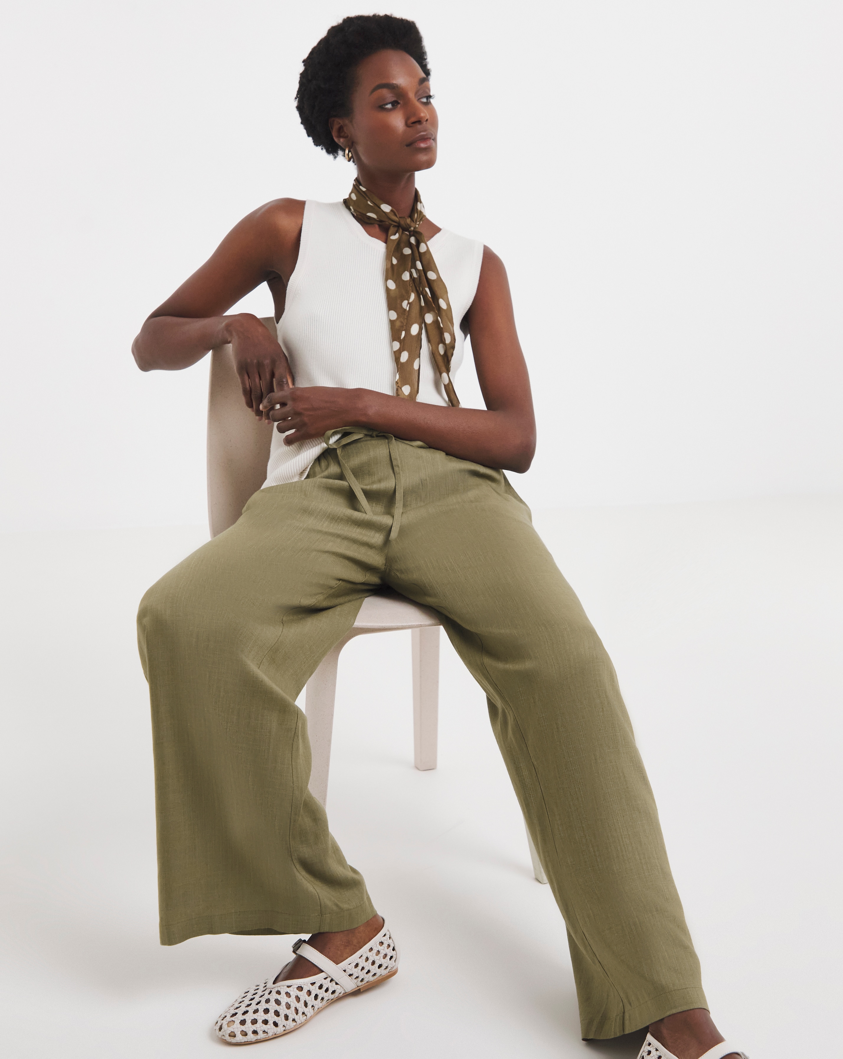New In - Linen Mix Wide Leg Trousers