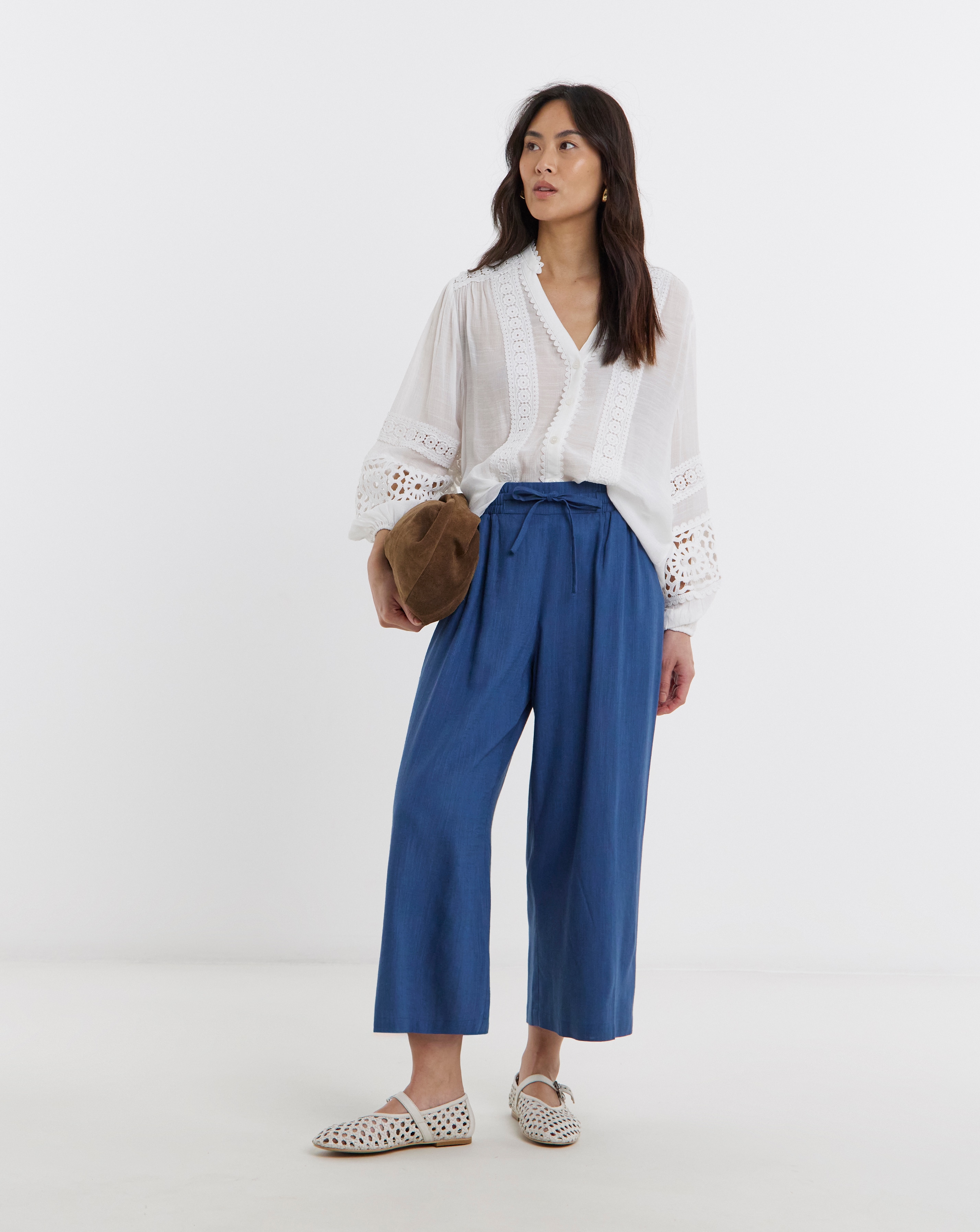 New In - Linen Mix Wide Leg Culotte