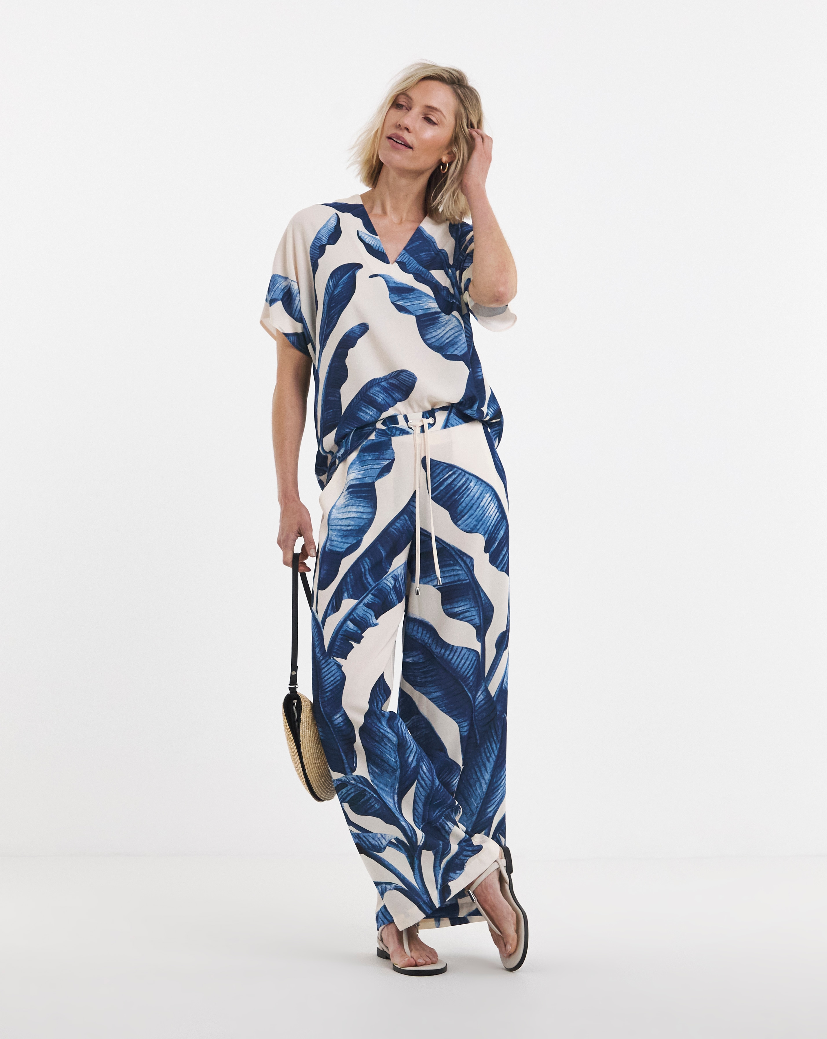 New In - Blue Print Wide Leg Trouser Co-ord