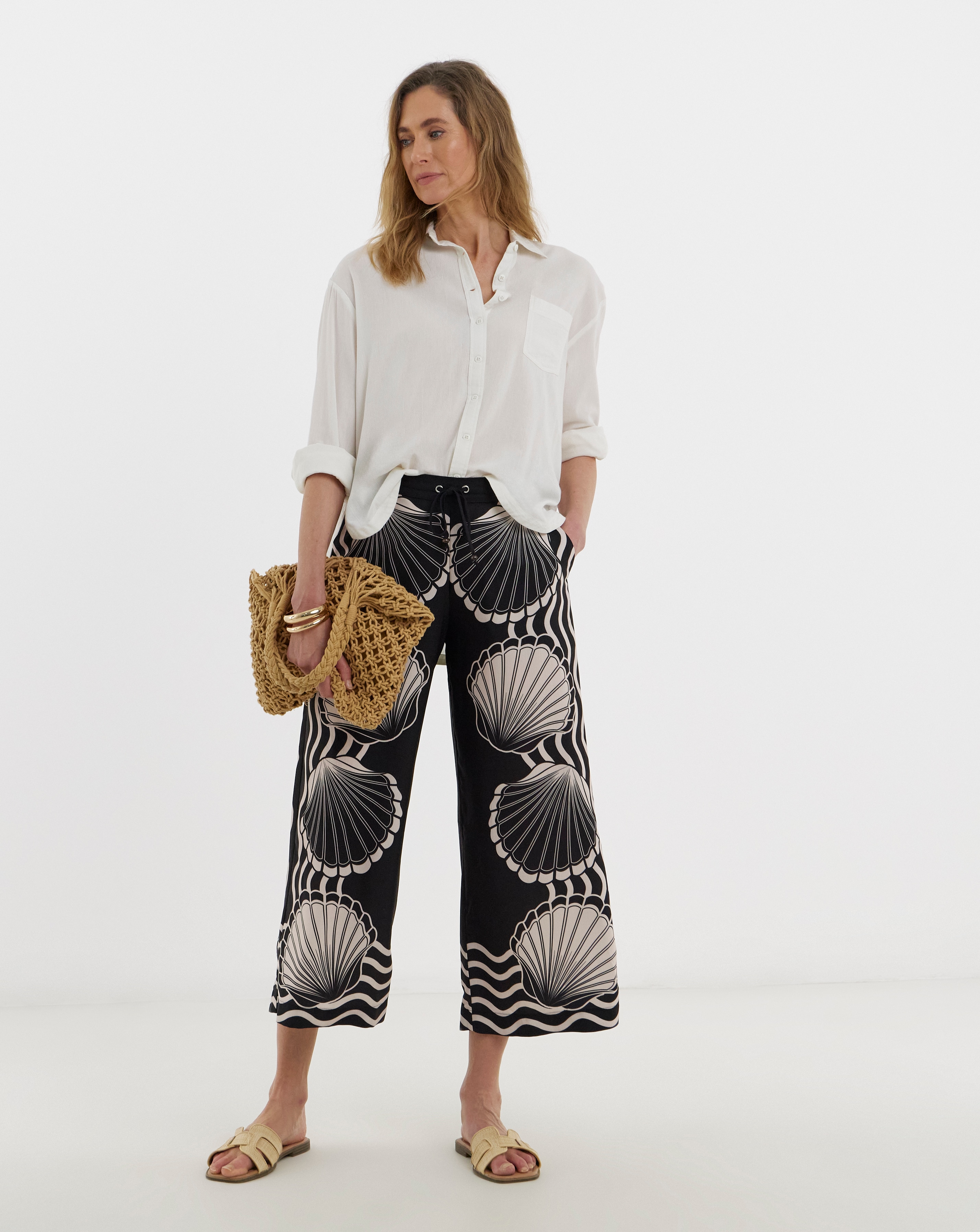 Spun Viscose Wide Leg Culotte
