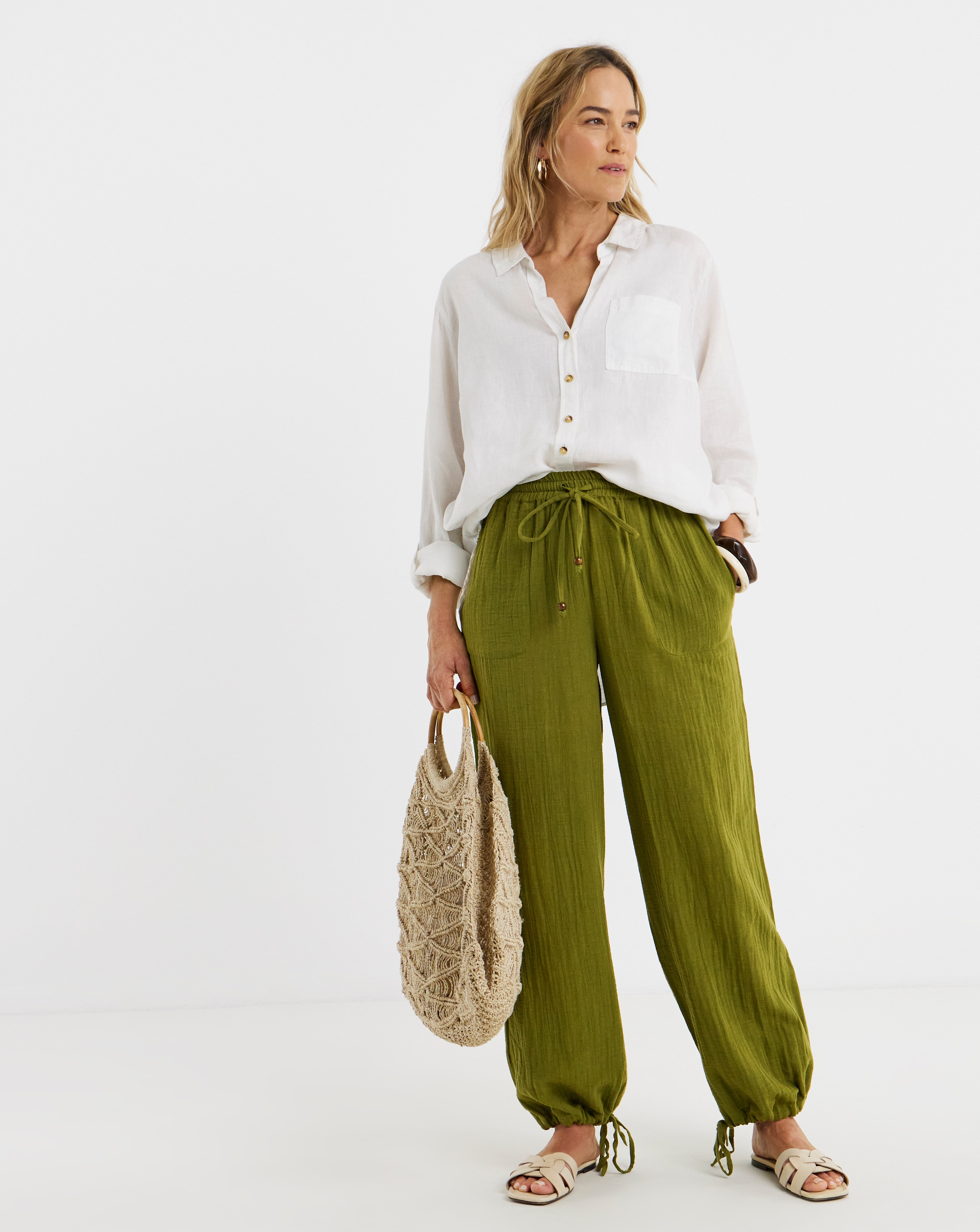 New In - Cotton Cheesecloth Balloon Trousers