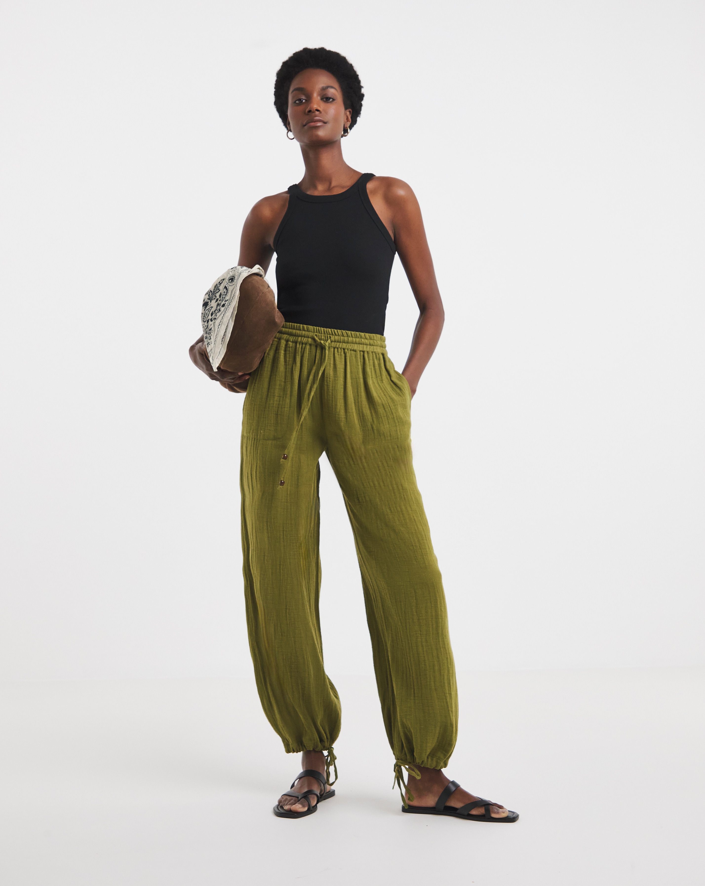 New In - Cotton Cheesecloth Balloon Trousers