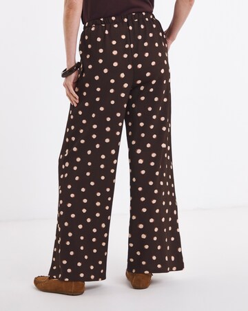 Chocolate Spot Textured Jersey Tie Waist Wide Leg Trouser