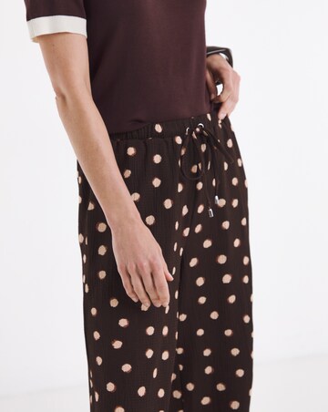 Chocolate Spot Textured Jersey Tie Waist Wide Leg Trouser