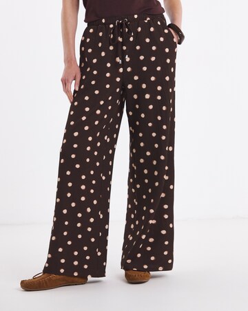 Chocolate Spot Textured Jersey Tie Waist Wide Leg Trouser