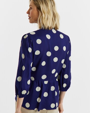 Ivory Spot Shirred Button Through Top