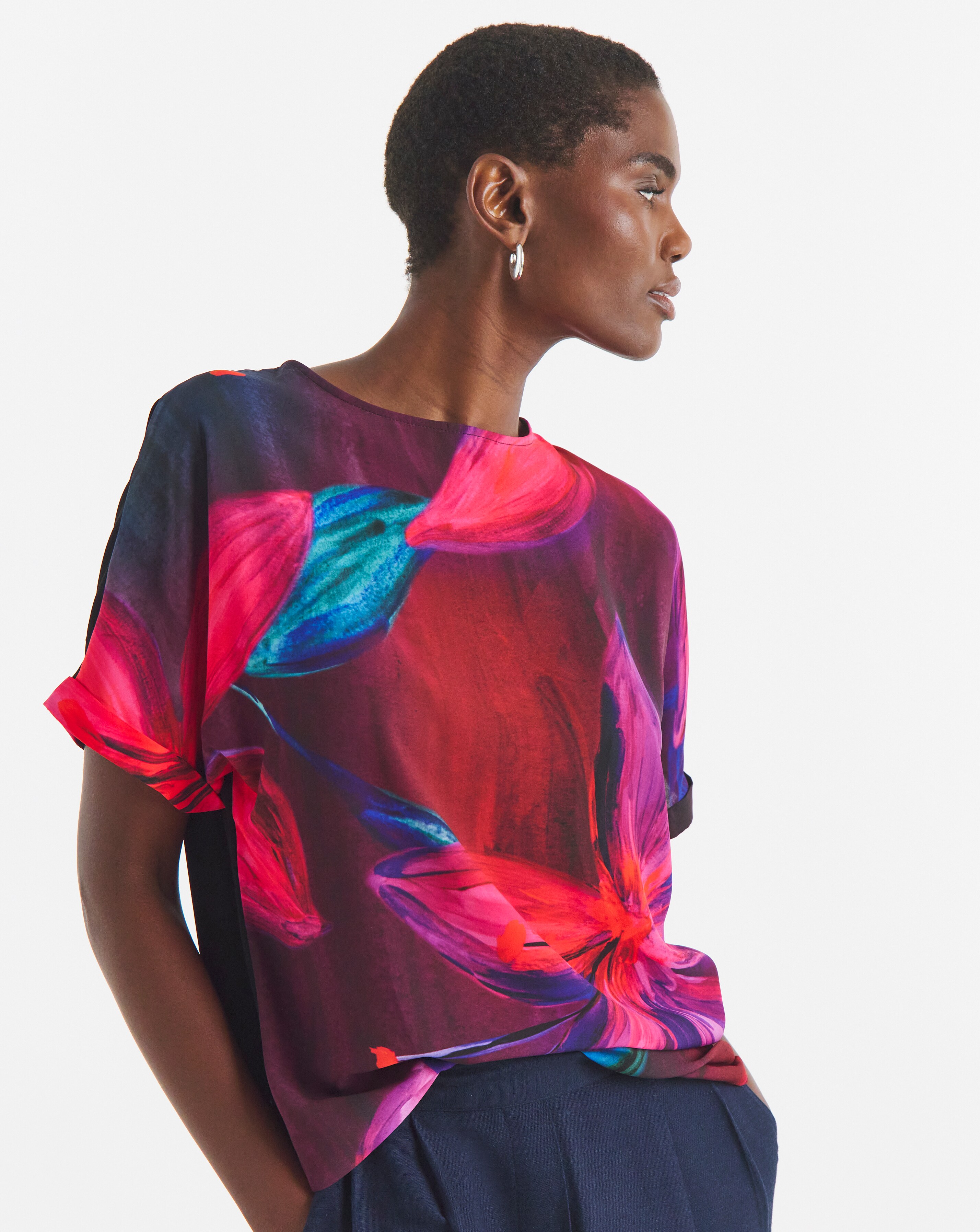 New In - Tropical Print Short Sleeve Boxy Top