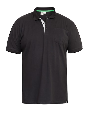 D555 Big & Tall Grant Fully Combed Pique Polo Shirt with Pocket - Black