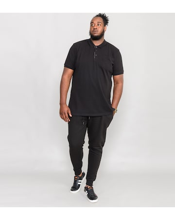 D555 Big & Tall Grant Fully Combed Pique Polo Shirt with Pocket - Black