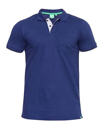 D555 Big & Tall Grant Fully Combed Pique Polo Shirt with Pocket - Navy