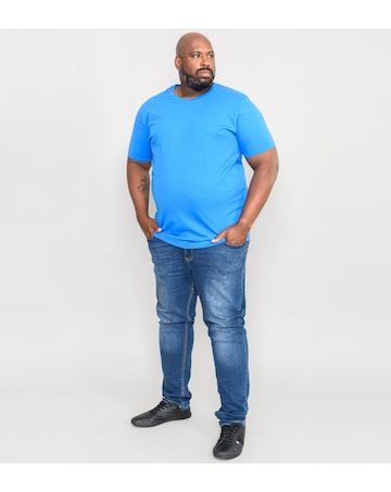 D555 Big & Tall Flyers Premium Weight Combed Cotton Crew Neck T-Shirt - Blue