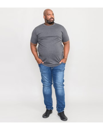 D555 Big & Tall Flyers Premium Weight Combed Cotton Crew Neck T-Shirt - Charcoal