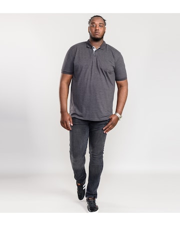 D555 Big & Tall Grant Fully Combed Pique Polo Shirt with Pocket - Charcoal