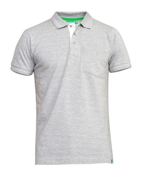 D555 Big & Tall Grant Fully Combed Pique Polo Shirt with Pocket - Grey