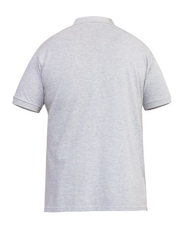 D555 Big & Tall Grant Fully Combed Pique Polo Shirt with Pocket - Grey
