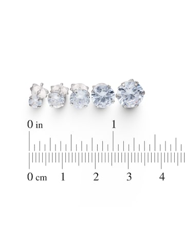 Sterling Silver Five Piece Cubic Zirconia Solitaire Earring Set