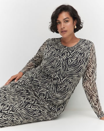 Mango Zebra Print Midi Dress