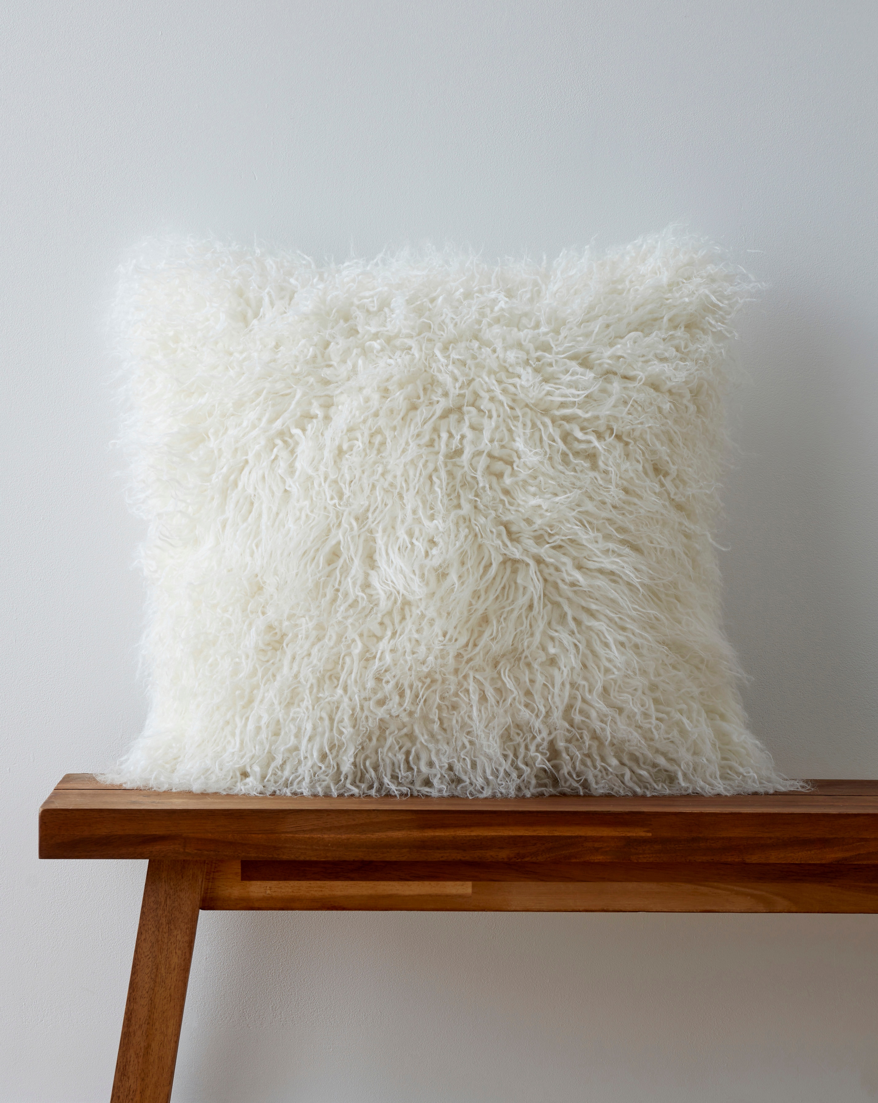 Mongolian Faux Fur Cushion - Ivory