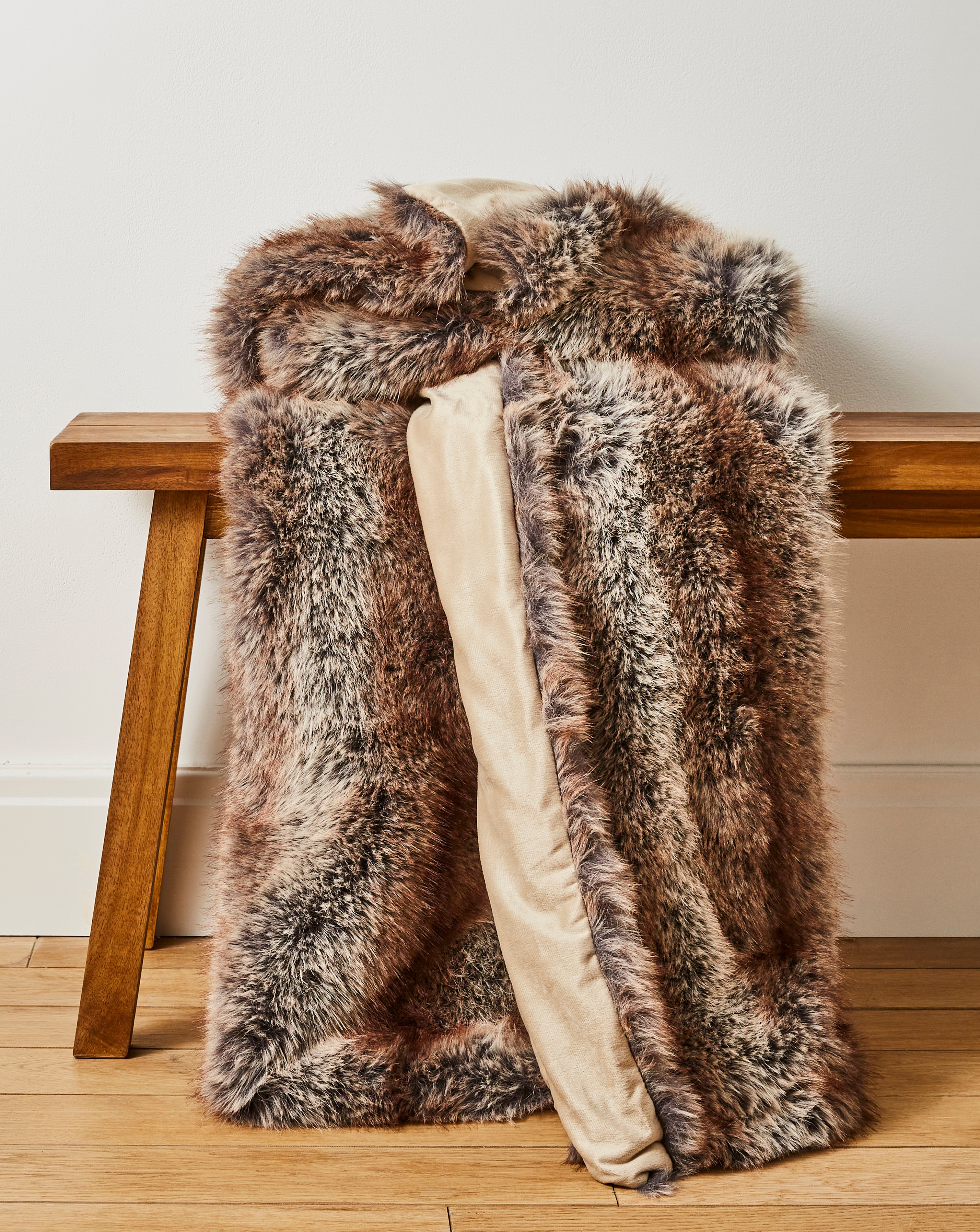 Striped Animal Plush Faux Fur Throw