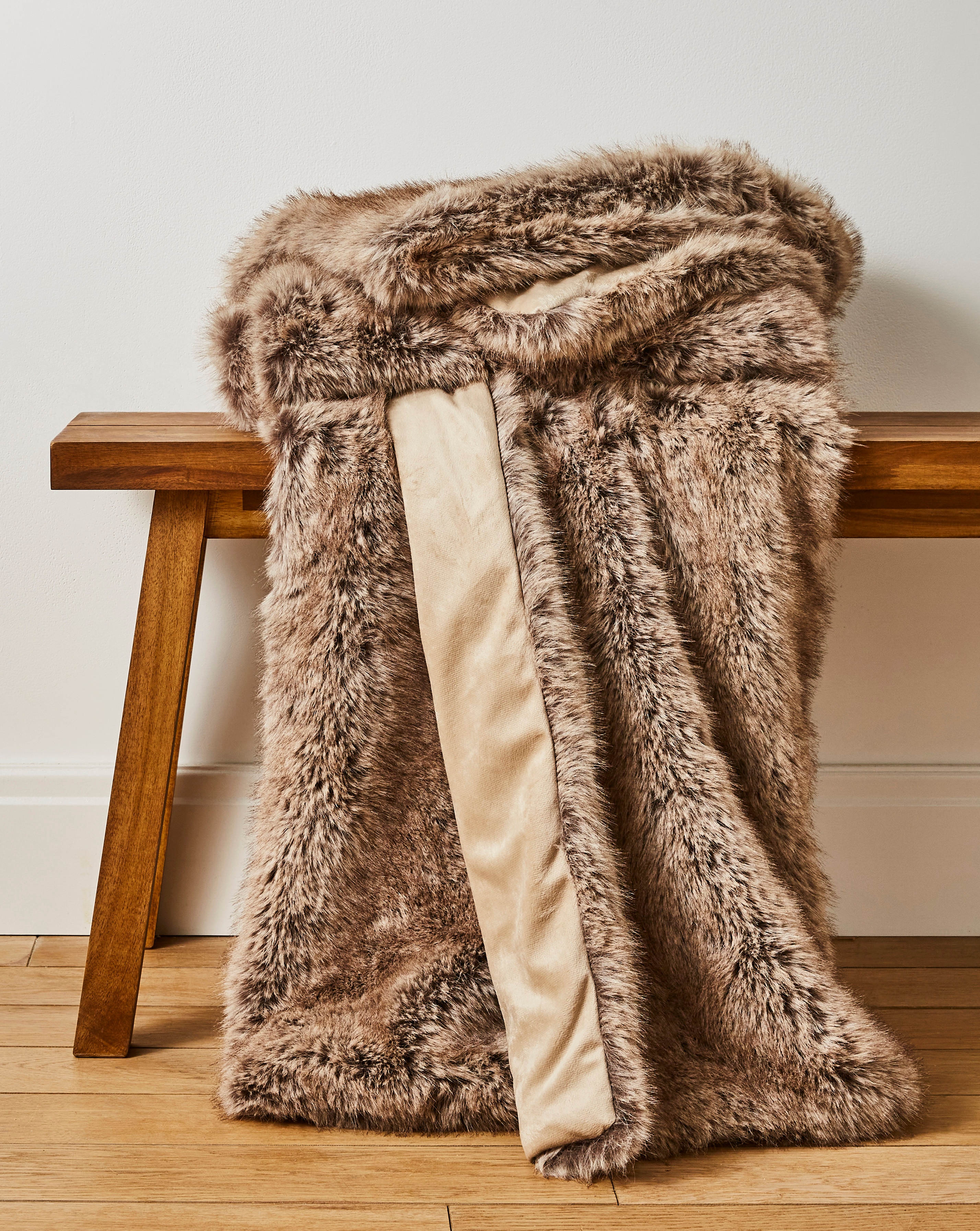 Two-Toned Animal Plush Faux Fur Throw