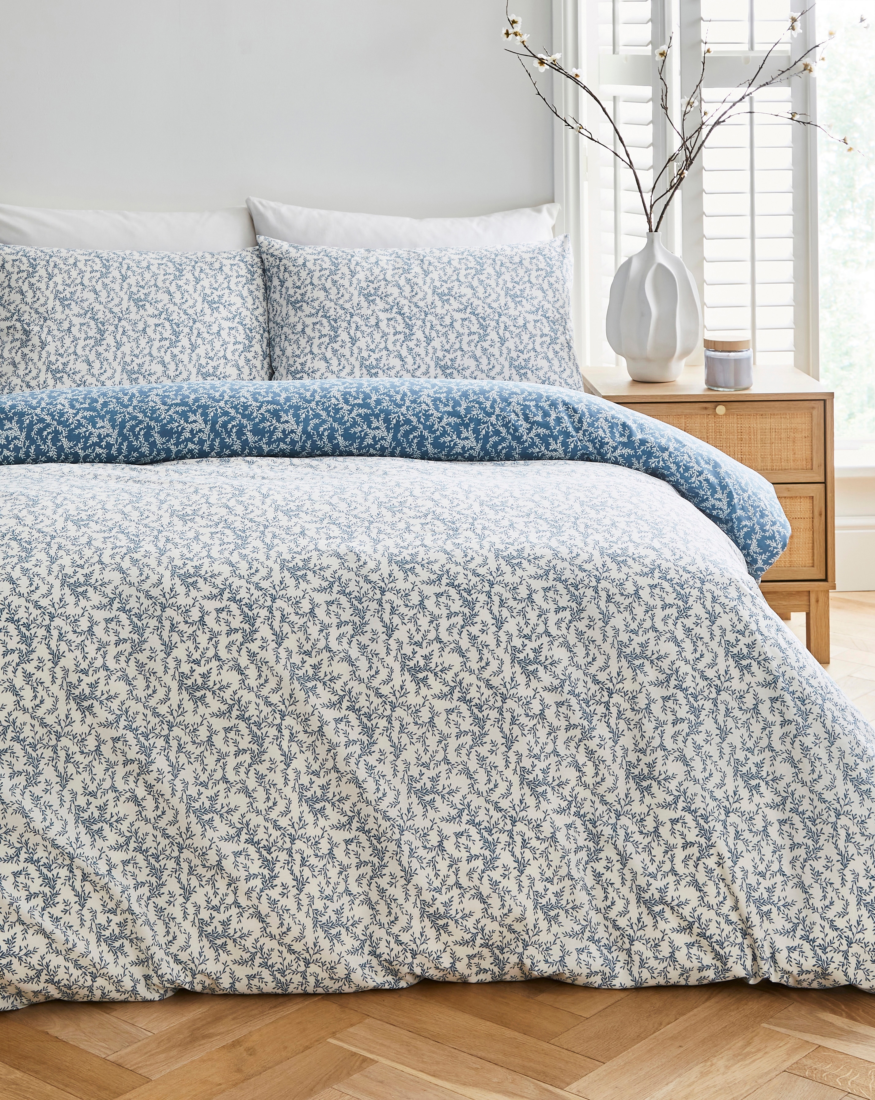 Peyton Mini Blue Leaf Duvet Cover Set
