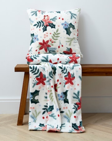 Christmas Floral Fleece Throw