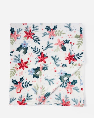 Christmas Floral Fleece Throw