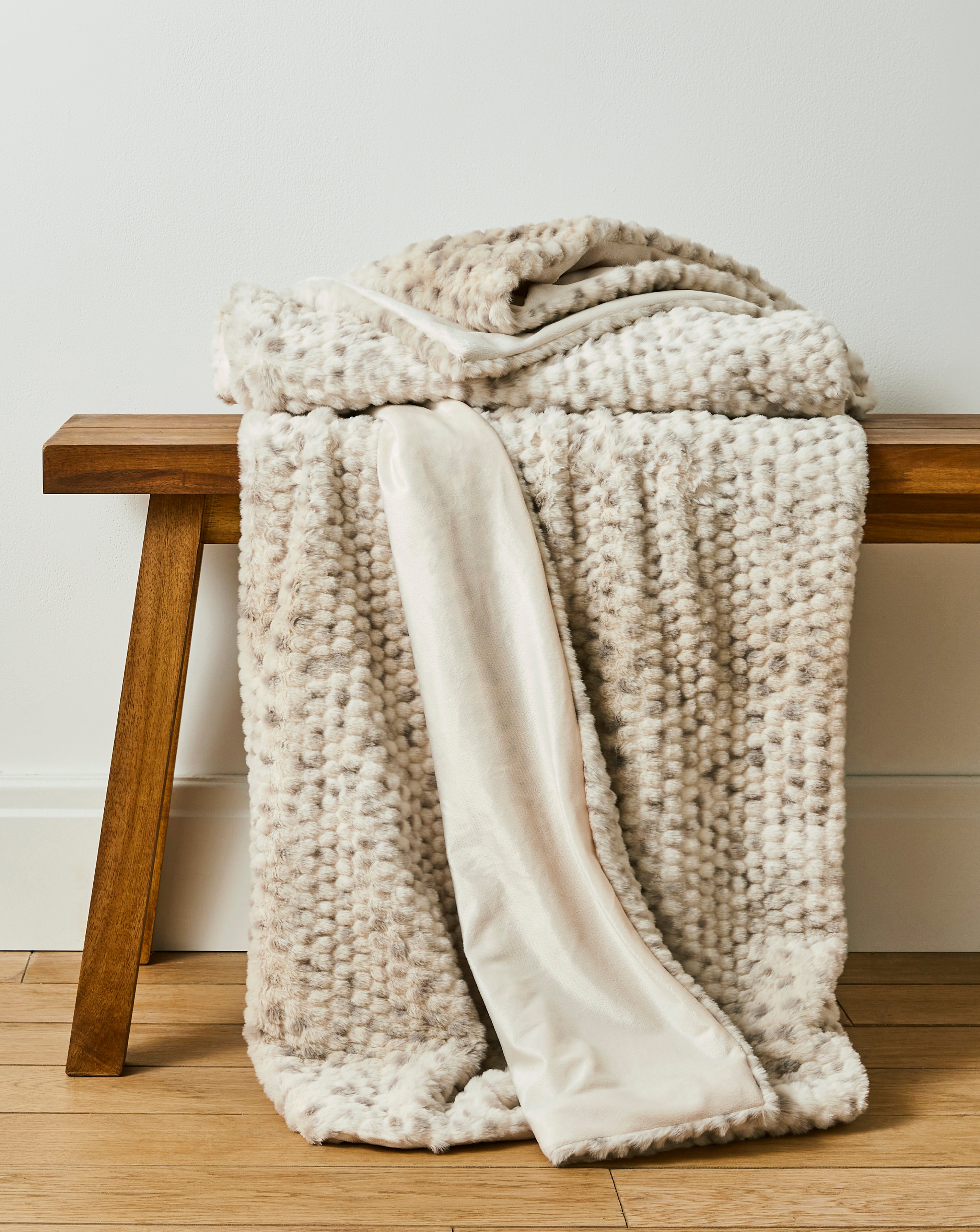 Bobble Textured Faux Fur Throw
