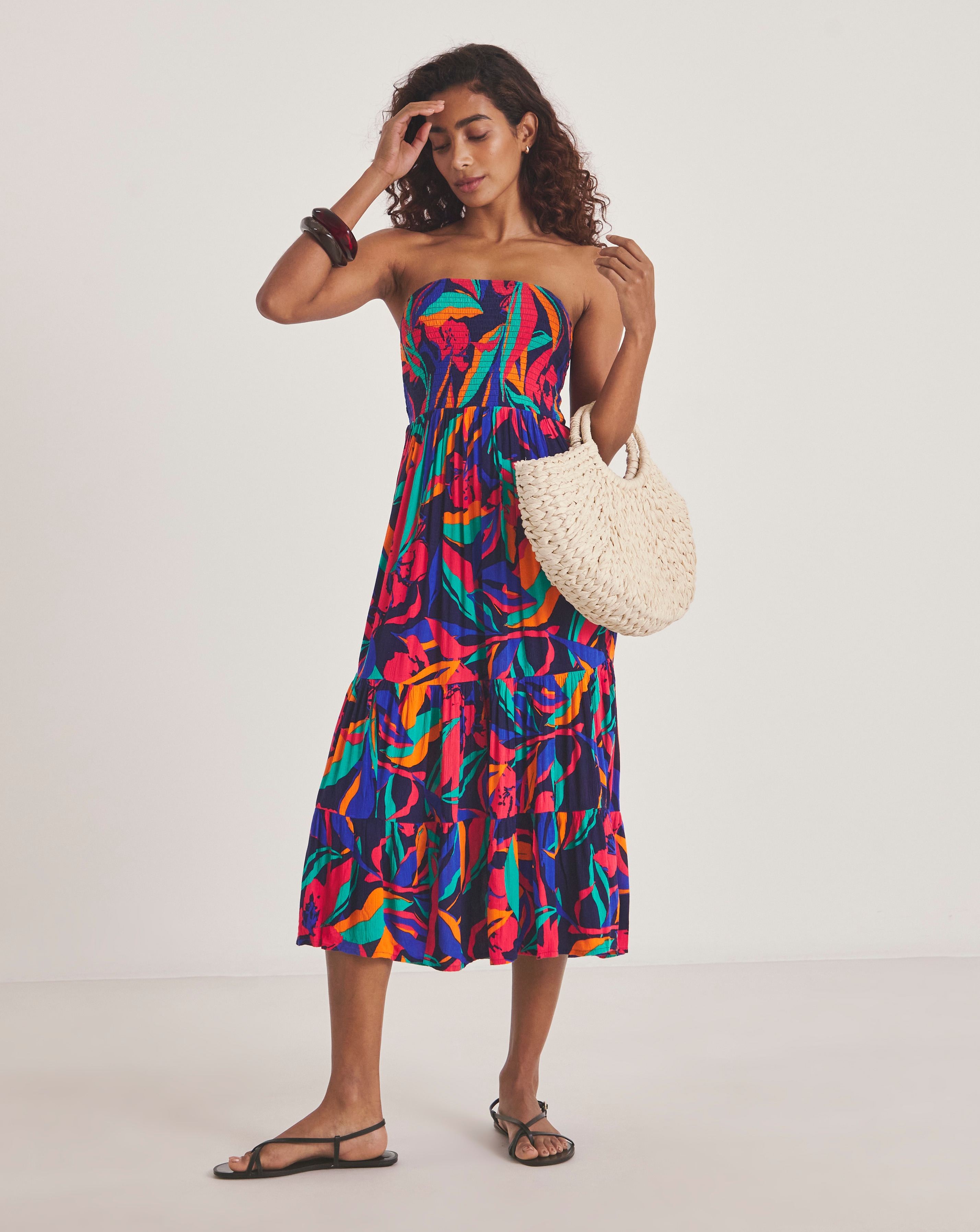 Crinkle Bandeau Beach Dress