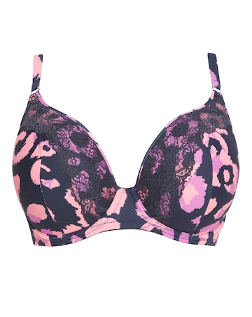 Figleaves Curve Leopard Printed Animal Underwire Pad Plunge Bra