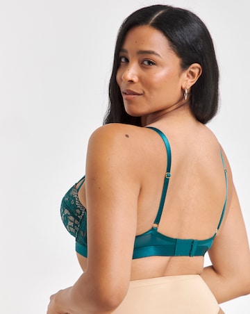 Figleaves Opal Lace Padded Balcony Bra B-GG - Teal
