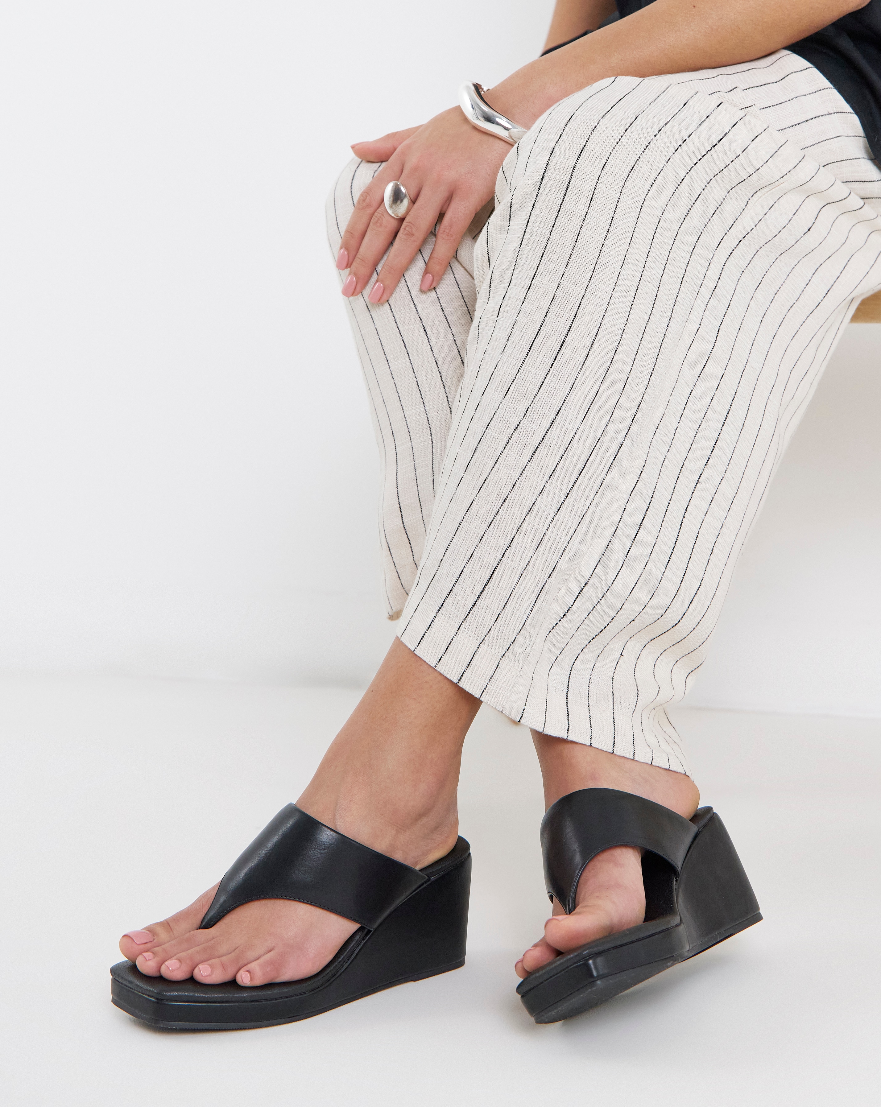 Wedged Toe Post Sandals Wide Fit