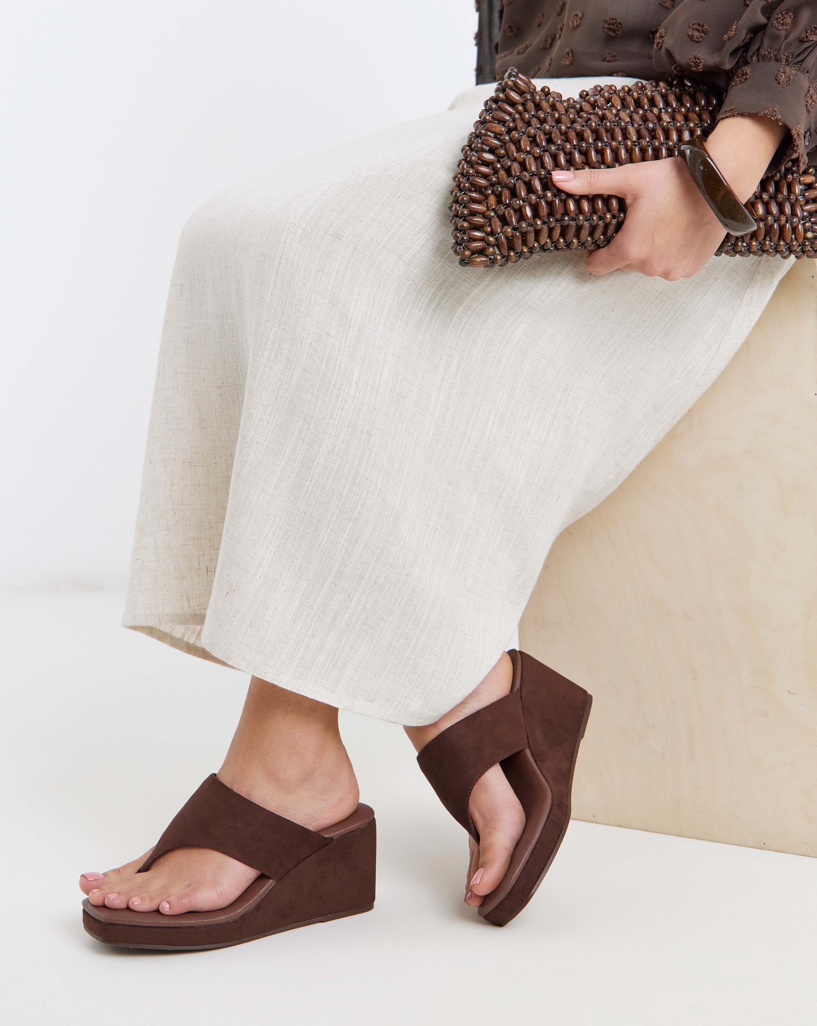 Wedged Toe Post Sandals Wide Fit