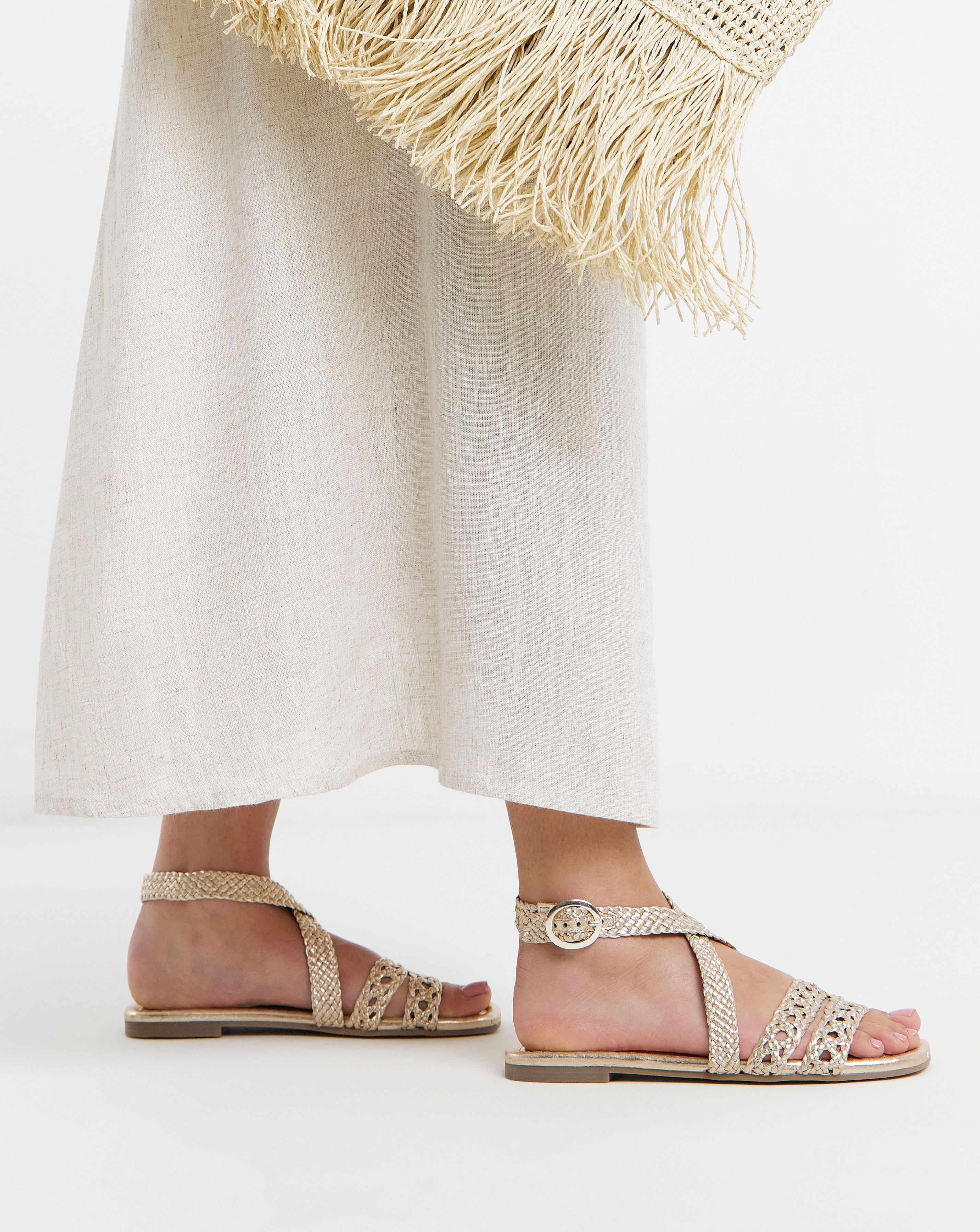 Woven Multi Strap Sandals Extra Wide Fit