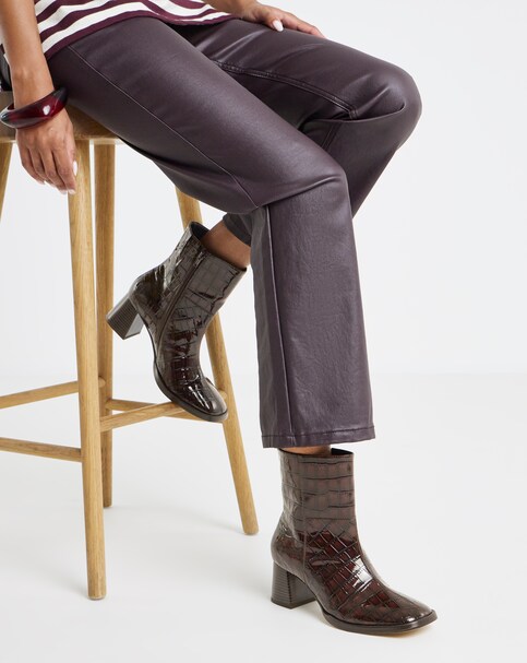 New In - Flared Heel Ankle Boot Ex Wide