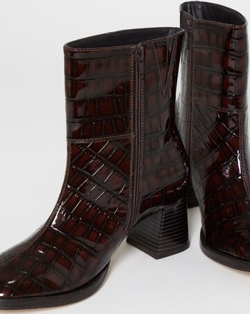 Brooklyn Flared Block Heel Ankle Boots - Wide Fit (E)