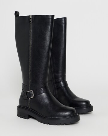 Sherry Zip Detail Knee High Boots - Extra Wide Fit (EEE) & Super Curvy Calf